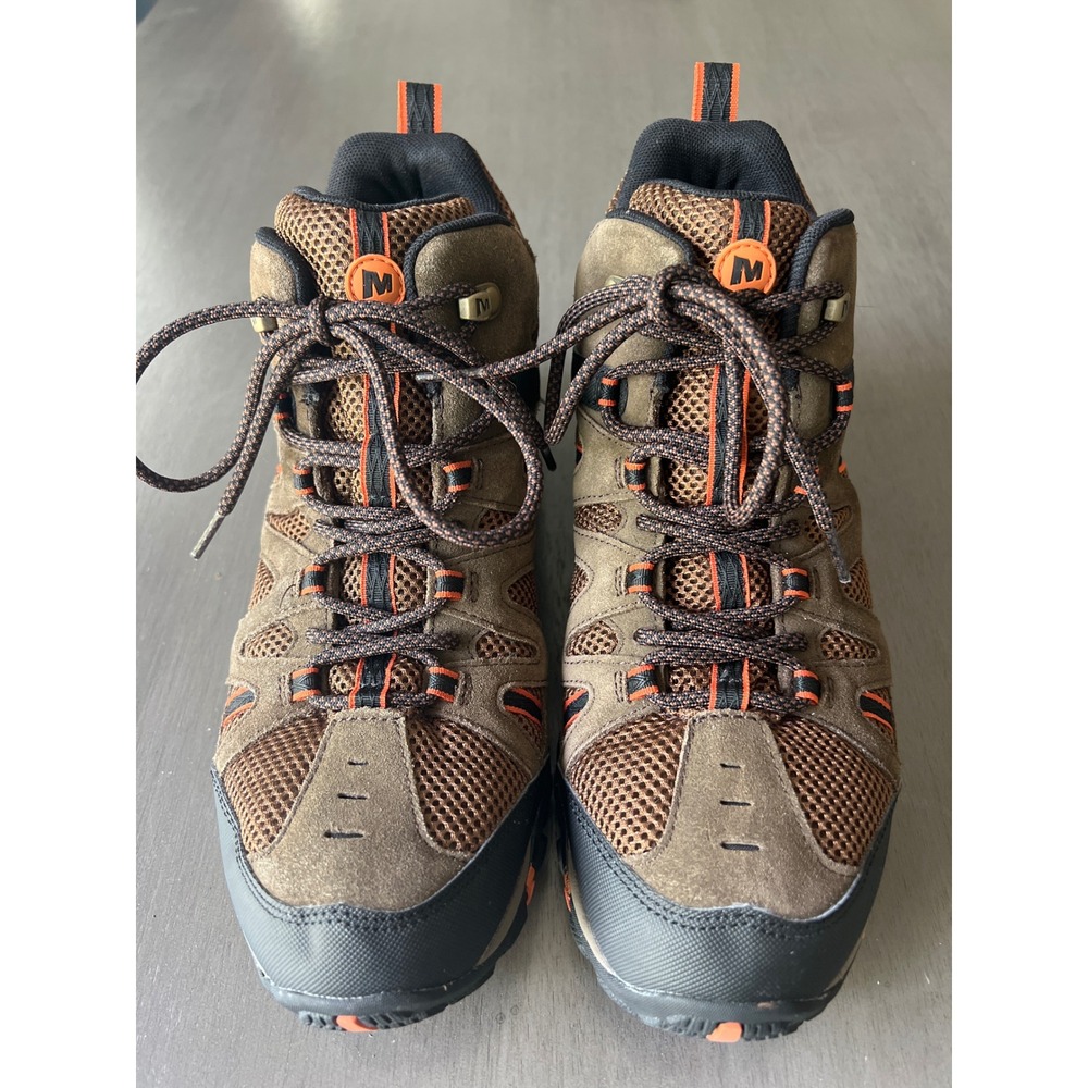 Merrell Yokota Mid Waterproof Hiking Boots Brown Orange Trail Shoes Men's 9